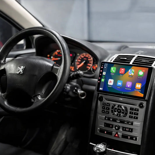 Écran CarPlay Peugeot 407 intégré tableau de bord
