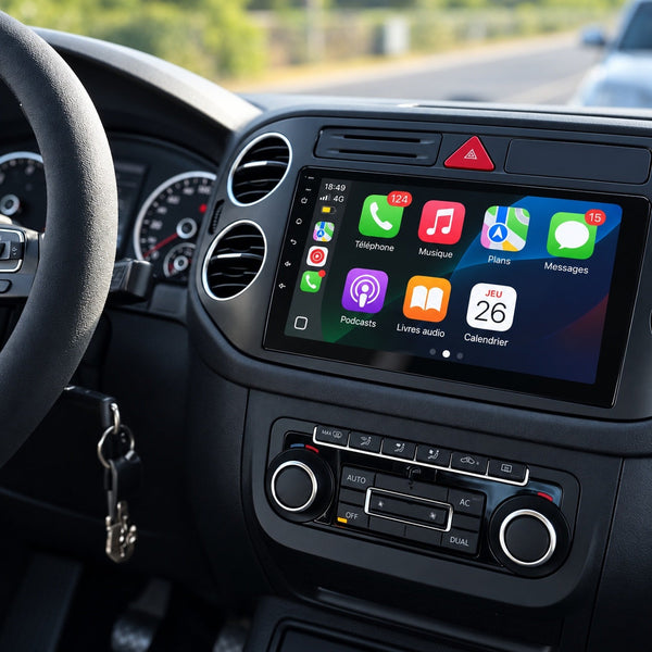 Écran CarPlay sans fil installé dans un Volkswagen Tiguan