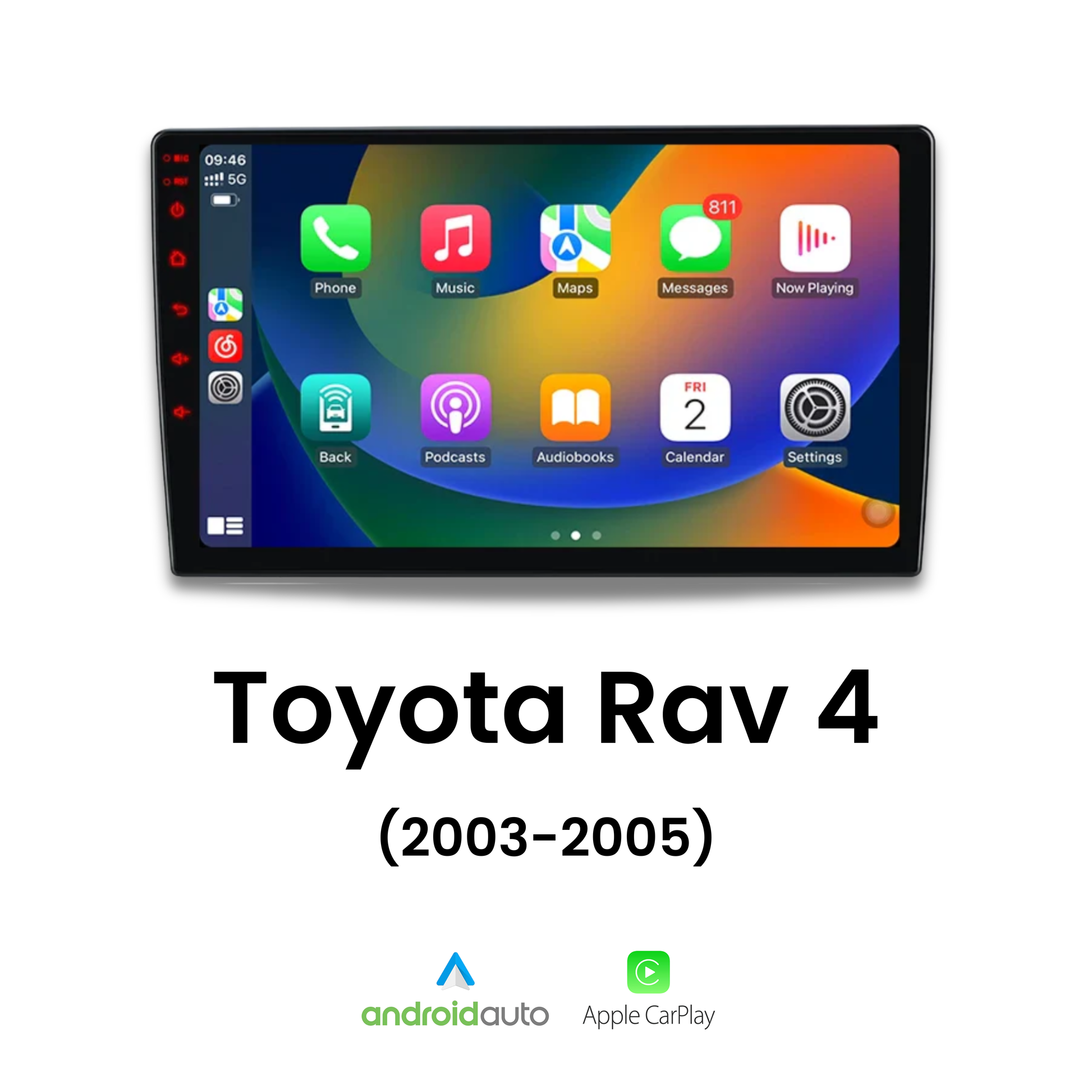 Écran CarPlay Toyota Rav 4 2003-2005 intégré tableau de bord